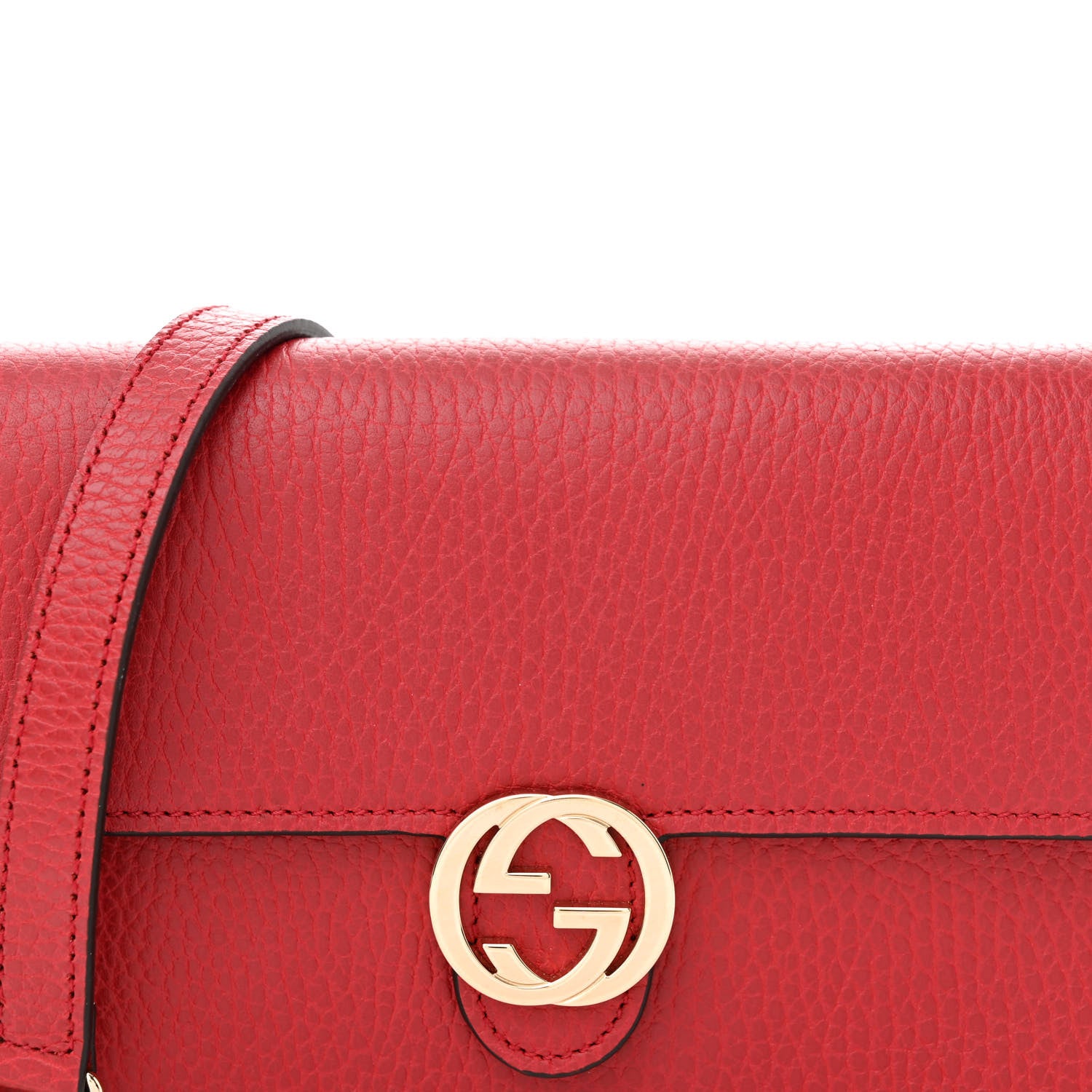 Gucci Dollar Calfskin Interlocking G Chain Wallet Red 8 of 10
