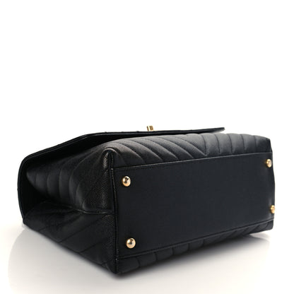 Chanel Caviar Chevron Quilted Small Coco Handle Flap Black 4 of 10