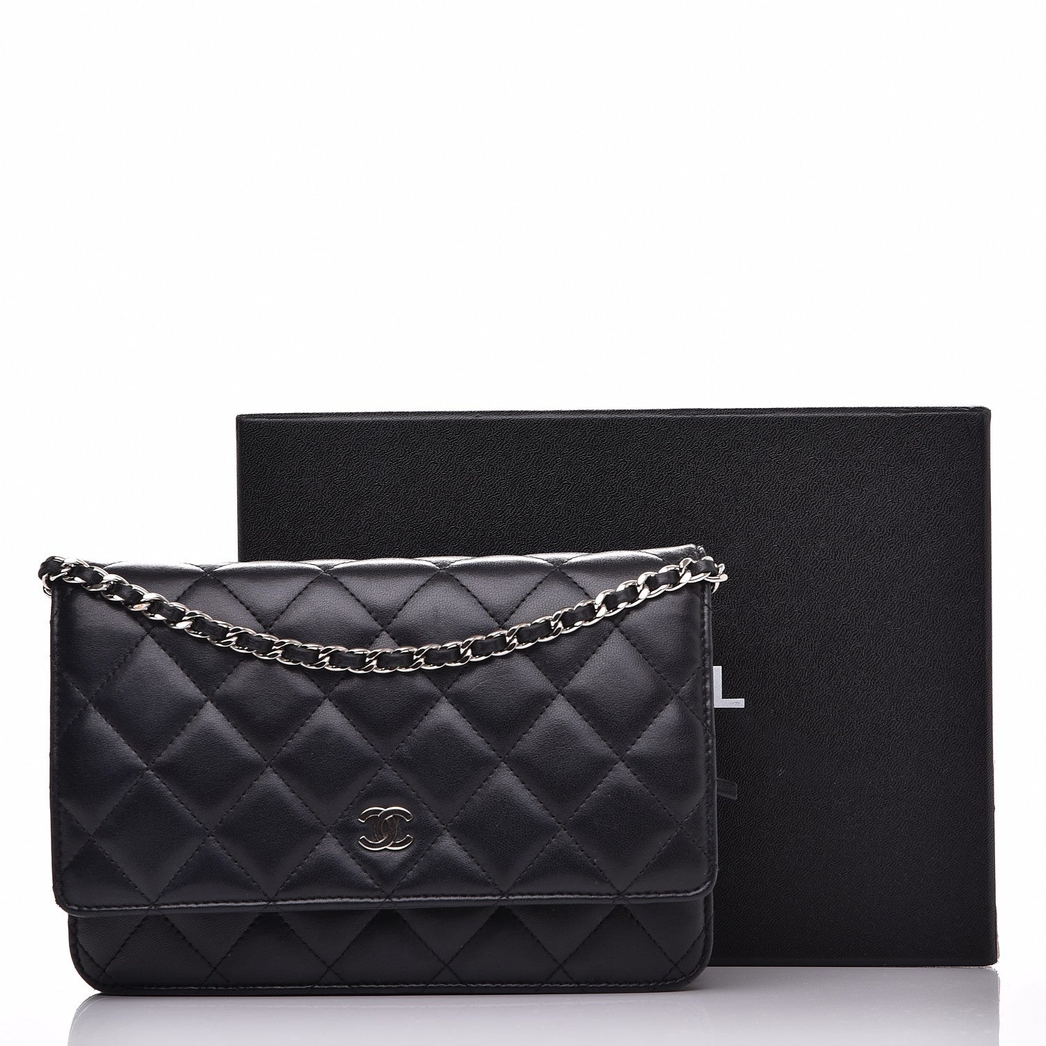 Chanel Lambskin Quilted Wallet On Chain WOC Black 8 of 8