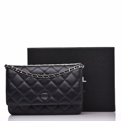 Chanel Lambskin Quilted Wallet On Chain WOC Black 8 of 8