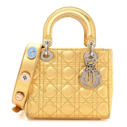 Christian Dior Metallic Grained Calfskin Cannage Small Lucky Badges My Lady Dior Gold 1 of 13