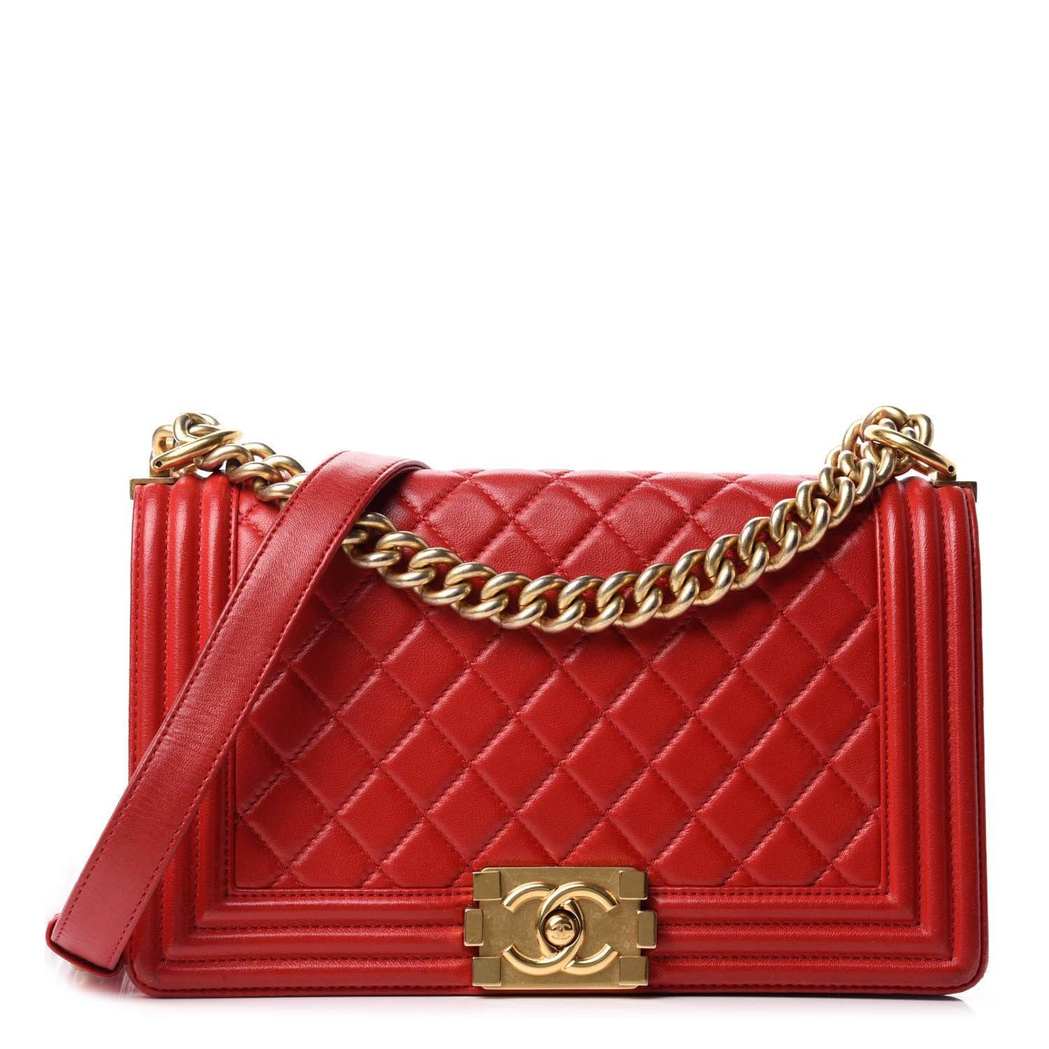 Chanel Lambskin Quilted Medium Boy Flap Red 1 of 13