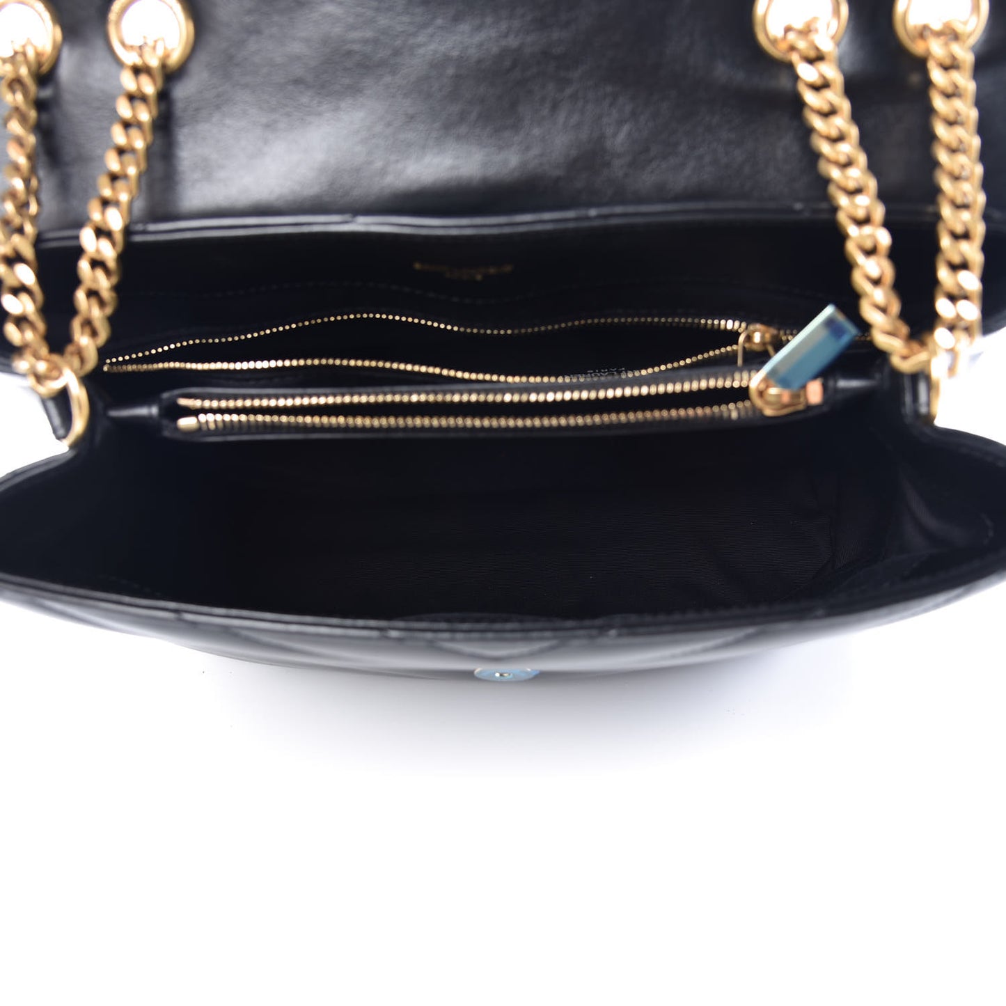 Calfskin Y Quilted Monogram Medium Loulou Chain Satchel Black