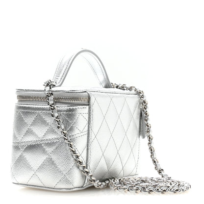 Chanel Metallic Caviar Quilted Trendy Handle Mini Vanity Silvery 3 of 12