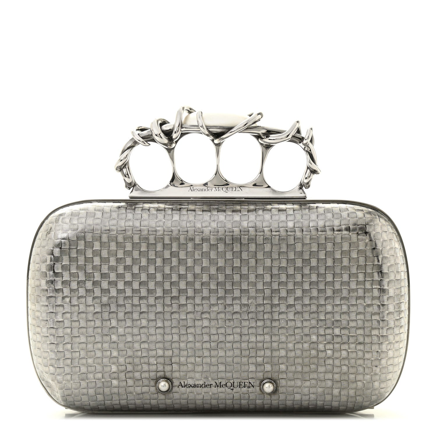 Alexander McQueen Metallic Knucklebox Clutch Silver 1 of 13