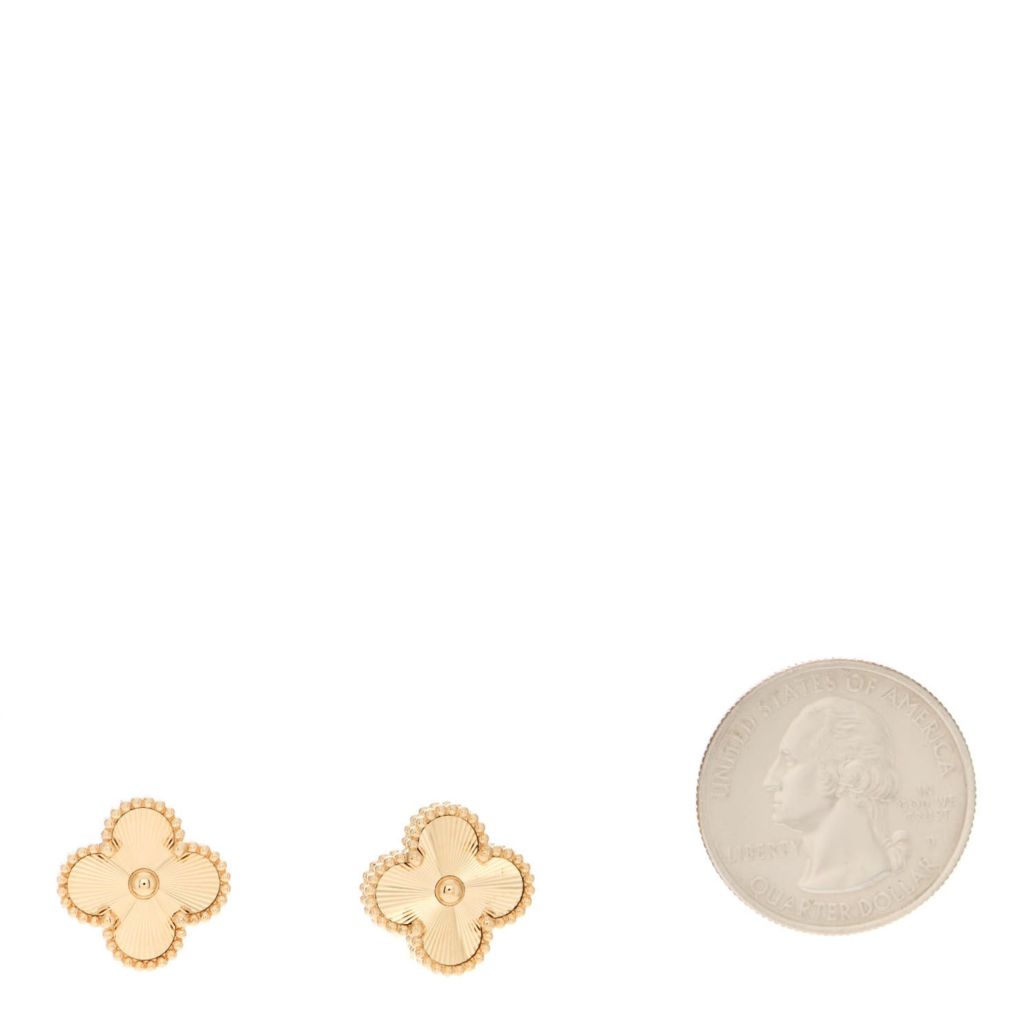 18K Yellow Gold Guilloche Vintage Alhambra Earrings