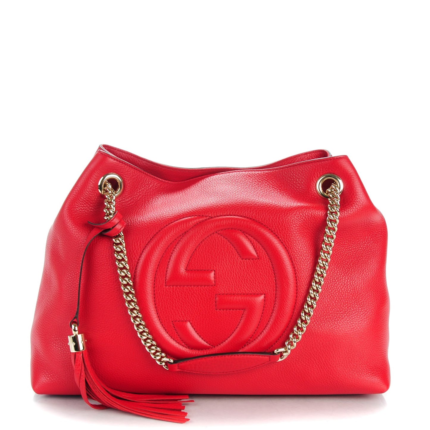 Pebbled Calfskin Medium Soho Chain Shoulder Bag Red