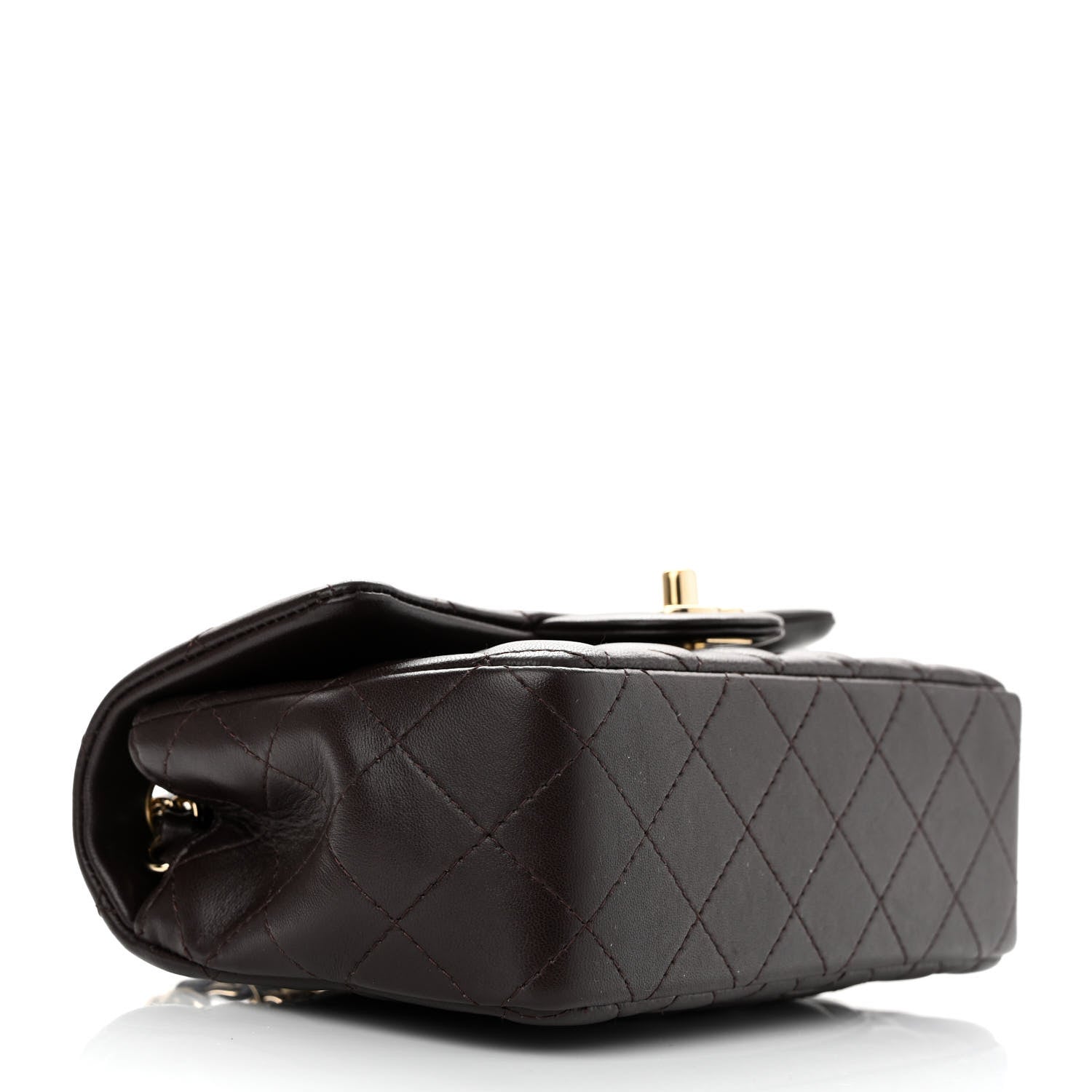 Chanel Lambskin Quilted Mini Rectangular Flap Dark Brown 4 of 14