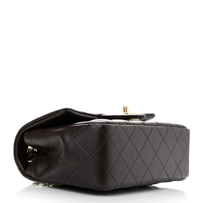 Chanel Lambskin Quilted Mini Rectangular Flap Dark Brown 4 of 14