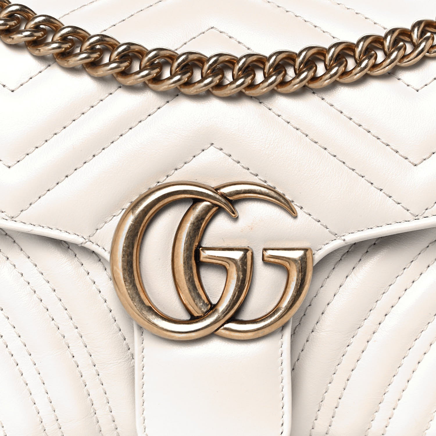 Gucci Calfskin Matelasse Small GG Marmont Shoulder Bag White 9 of 13
