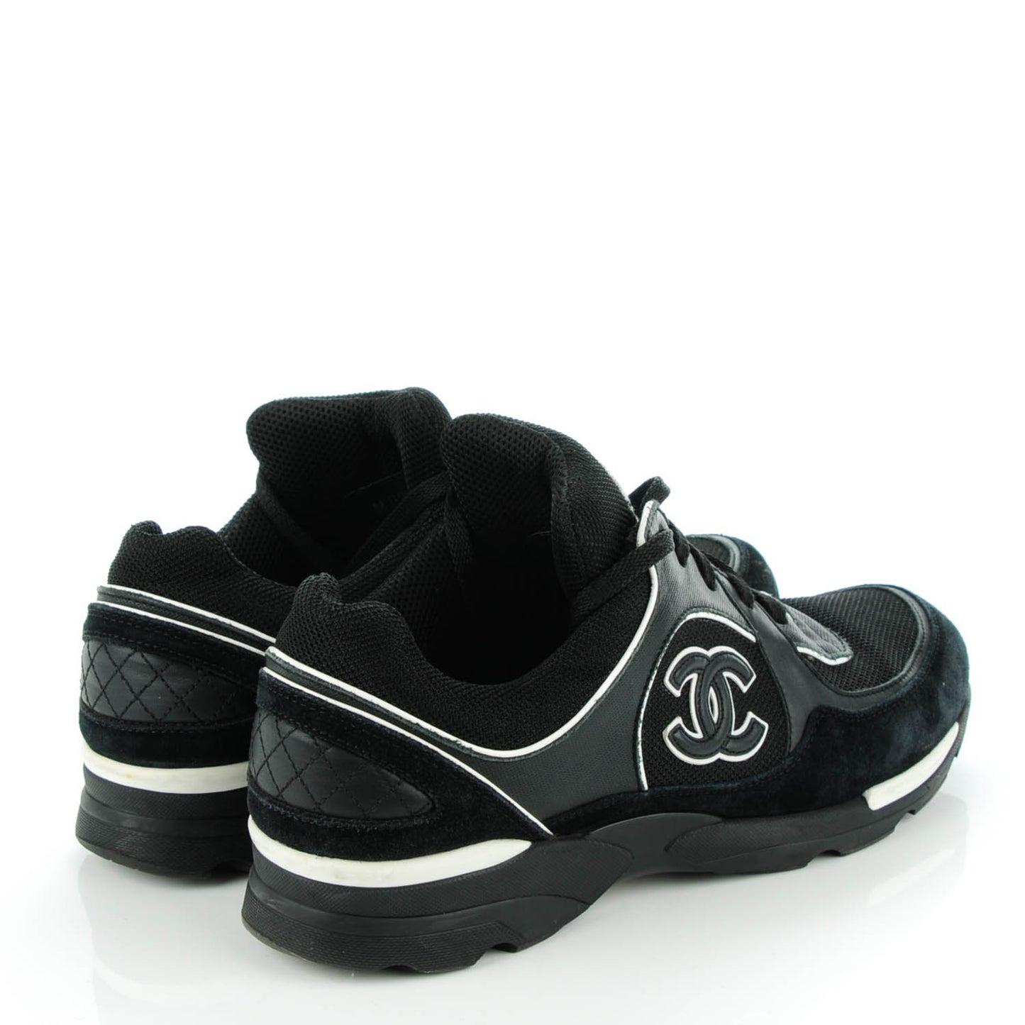 Suede Calfskin CC Sneakers 40.5 Black White