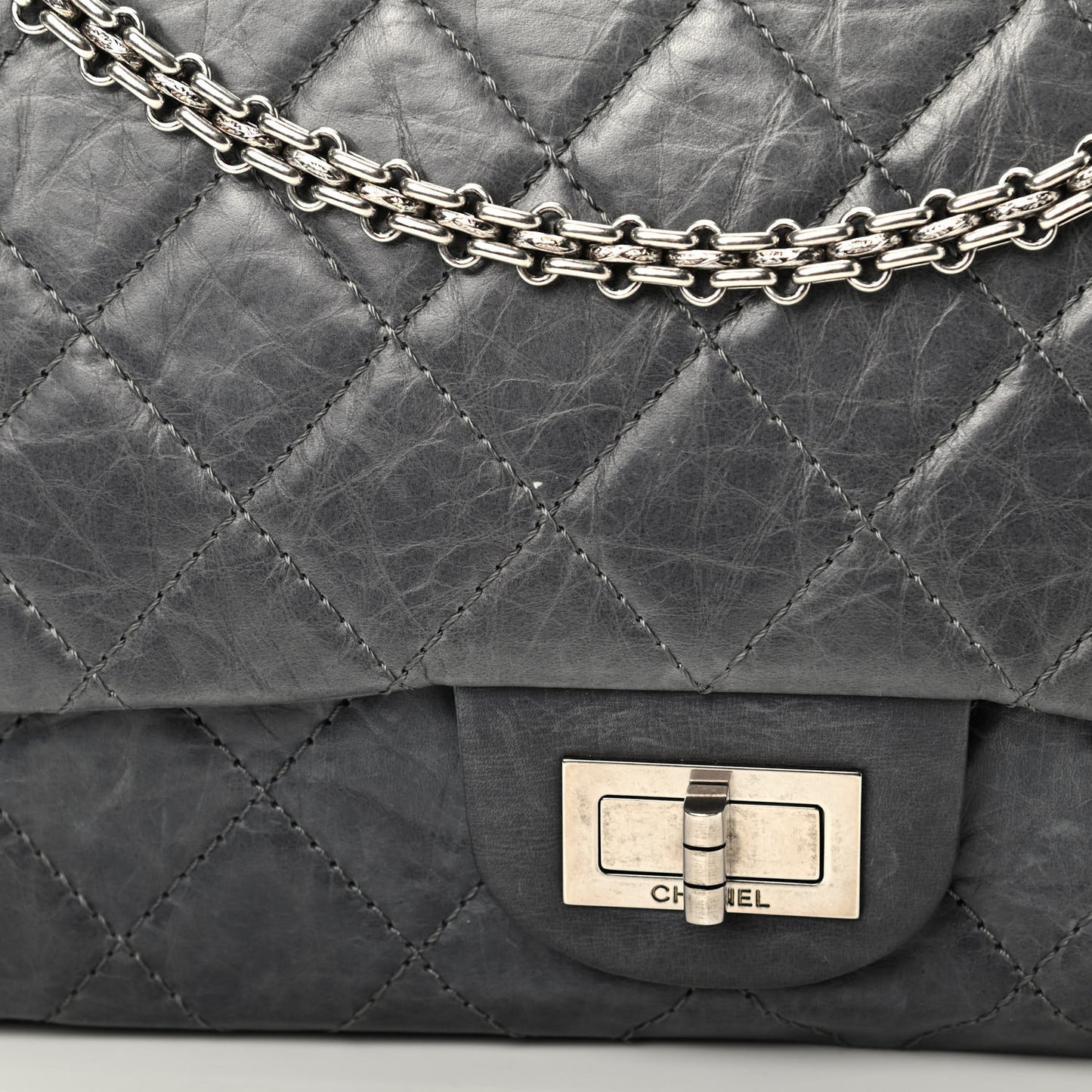 Aged Calfskin Quilted 50th Anniversary 2.55 Reissue 227 Flap Grey