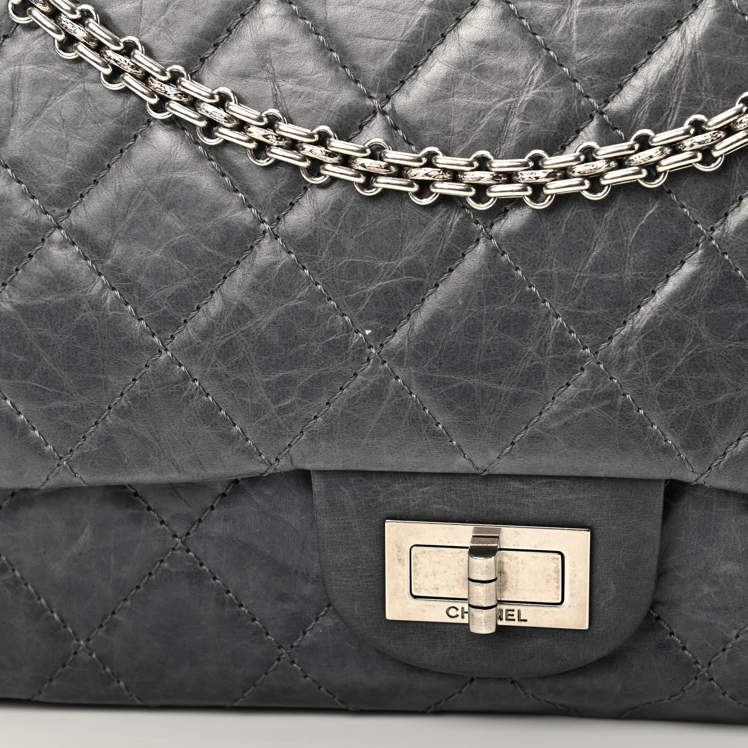 Chanel Aged Calfskin Quilted 50th Anniversary 2.55 Reissue 227 Flap Grey 11 of 11