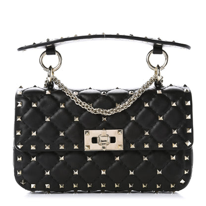 Valentino Garavani Lambskin Small Rockstud Spike Shoulder Bag Black 1 of 11