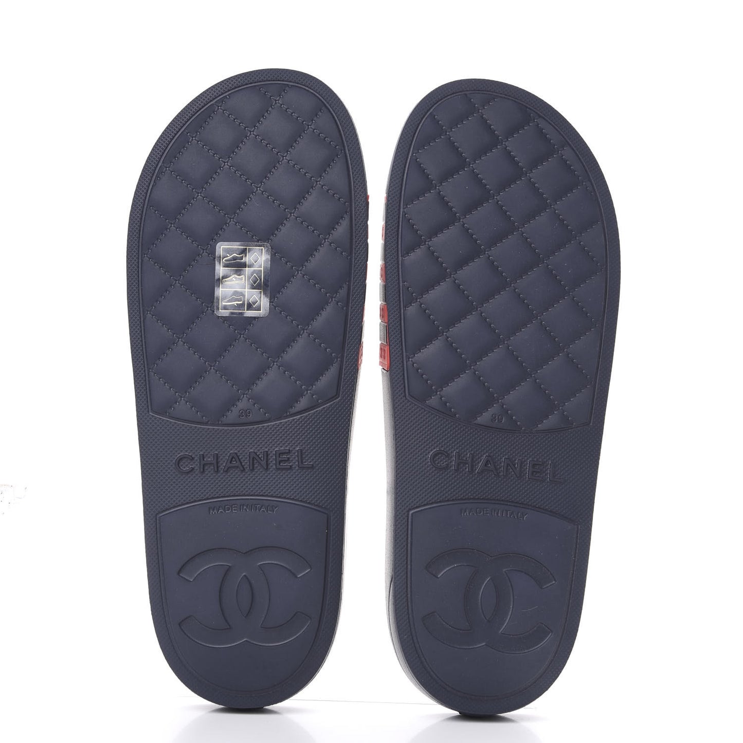 Rubber CC Flat Slide Sandals 39 Pink Red