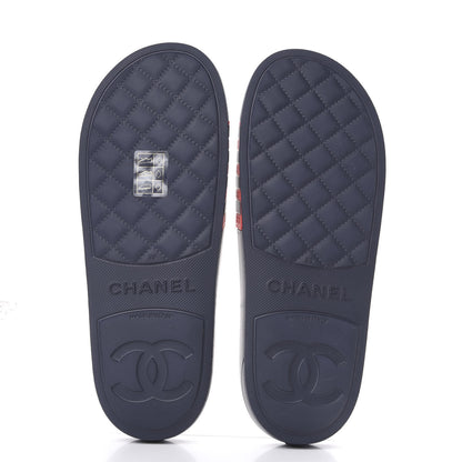 Chanel Rubber CC Flat Slide Sandals 39 Pink Red 6 of 9