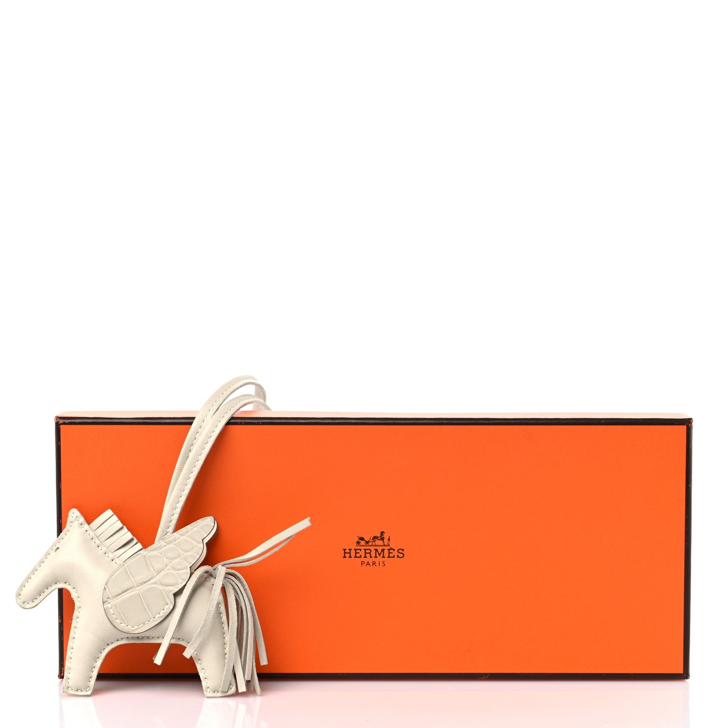 Milo Lambskin Matte Alligator Touch Grigri Rodeo Pegase Horse Bag Charm PM Craie Nata Beton