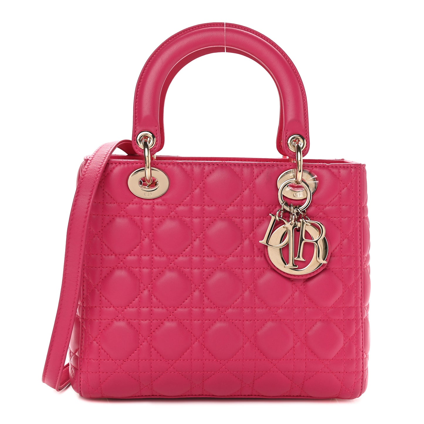 Lambskin Cannage Medium Lady Dior Fuchsia