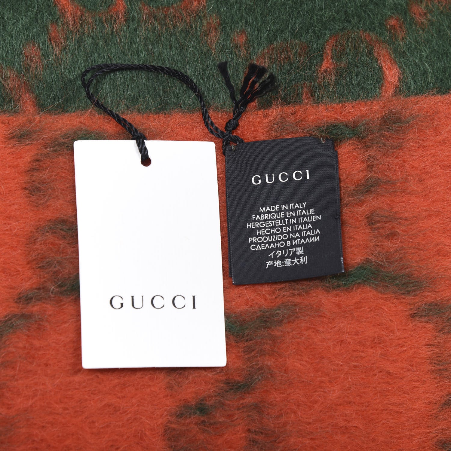 Gucci Wool Alpaca GG Monogram Big GG Rock Scarf Green Red 4 of 4