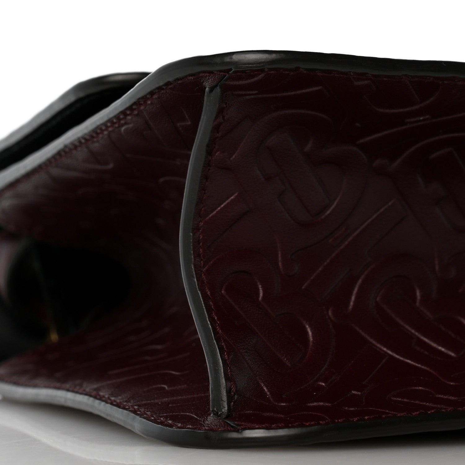 Burberry Calfskin Monogram Embossed TB Bag Oxblood 9 of 11