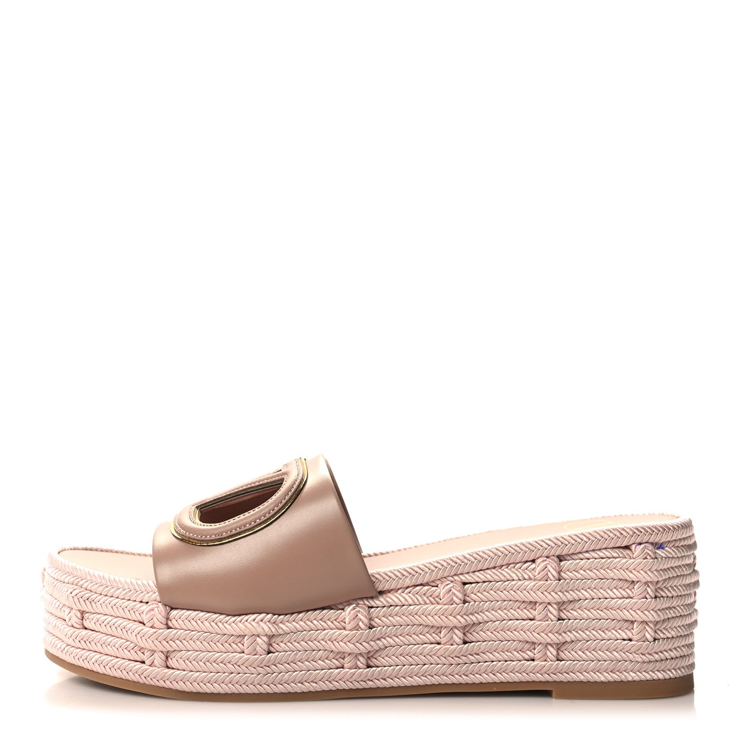 Calfskin Vlogo Platform Espadrille Slide Sandals 38 Neutral