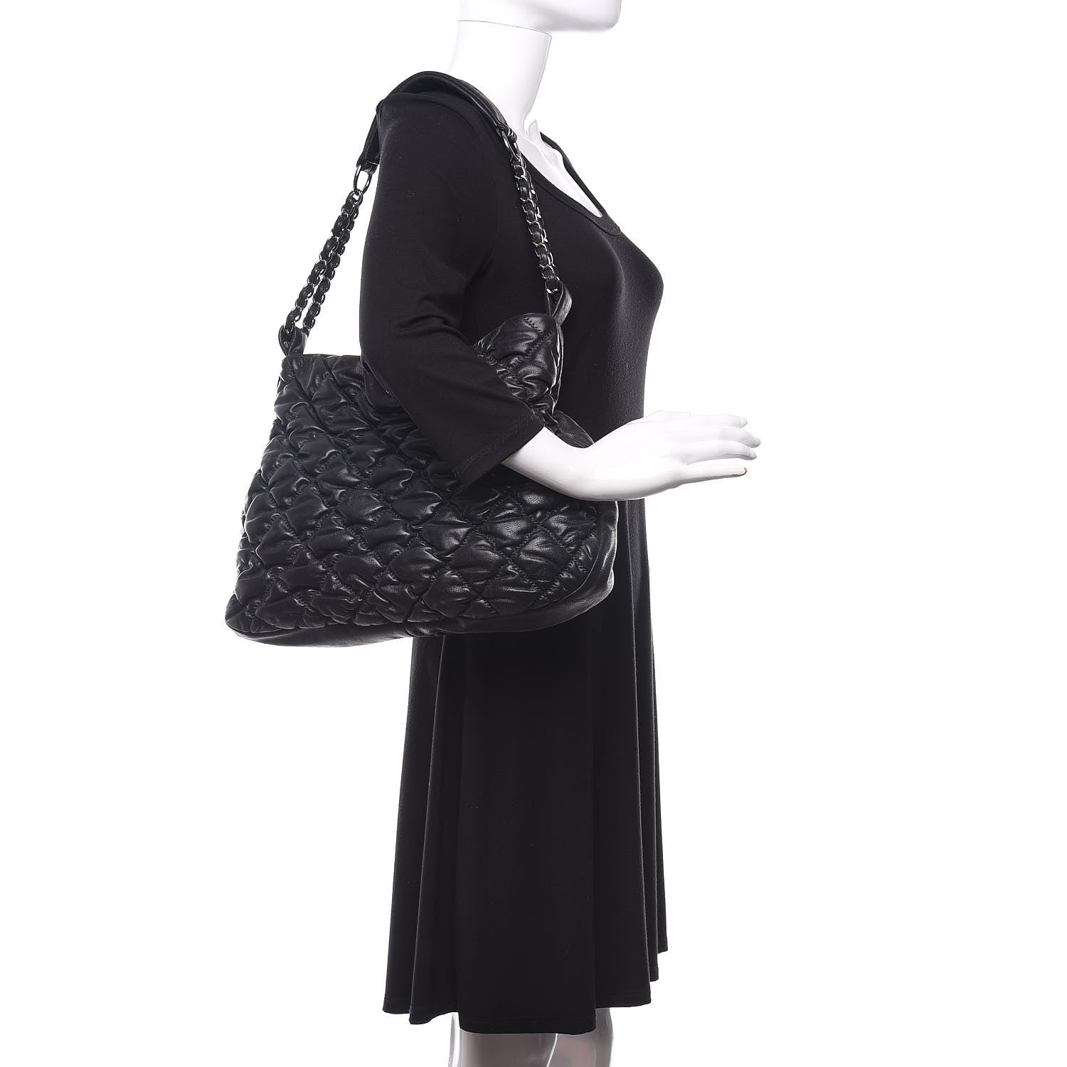 Chanel Iridescent Calfskin Bubble Quilt Hobo Black 2 of 10