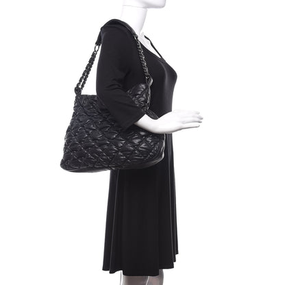 Chanel Iridescent Calfskin Bubble Quilt Hobo Black 2 of 10