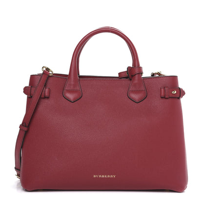 Burberry Grainy Calfskin House Check Medium Banner Tote Russet Red 1 of 11