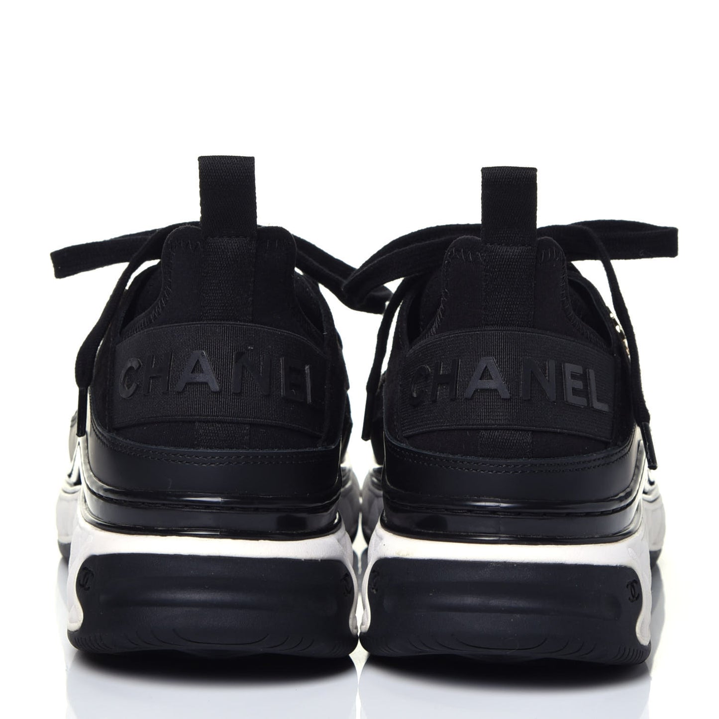 Fabric Calfskin Suede CC Sneakers 38.5 Black