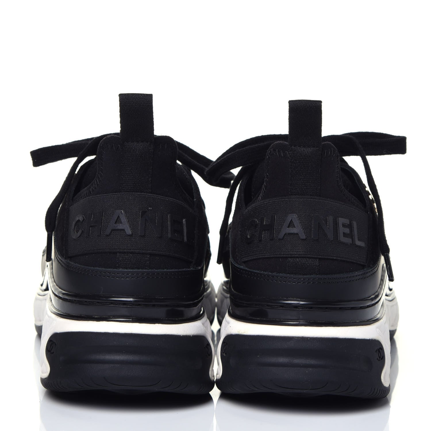 Chanel Fabric Calfskin Suede CC Sneakers 38.5 Black 5 of 8