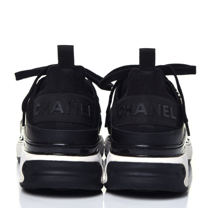 Chanel Fabric Calfskin Suede CC Sneakers 38.5 Black 5 of 8