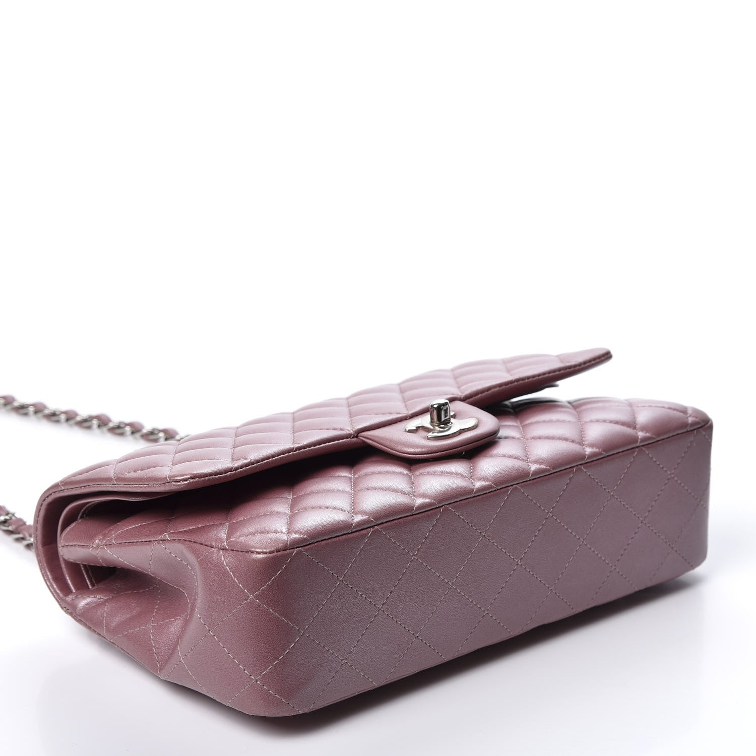Chanel Metallic Lambskin Quilted Medium Double Flap Pink 3 of 10