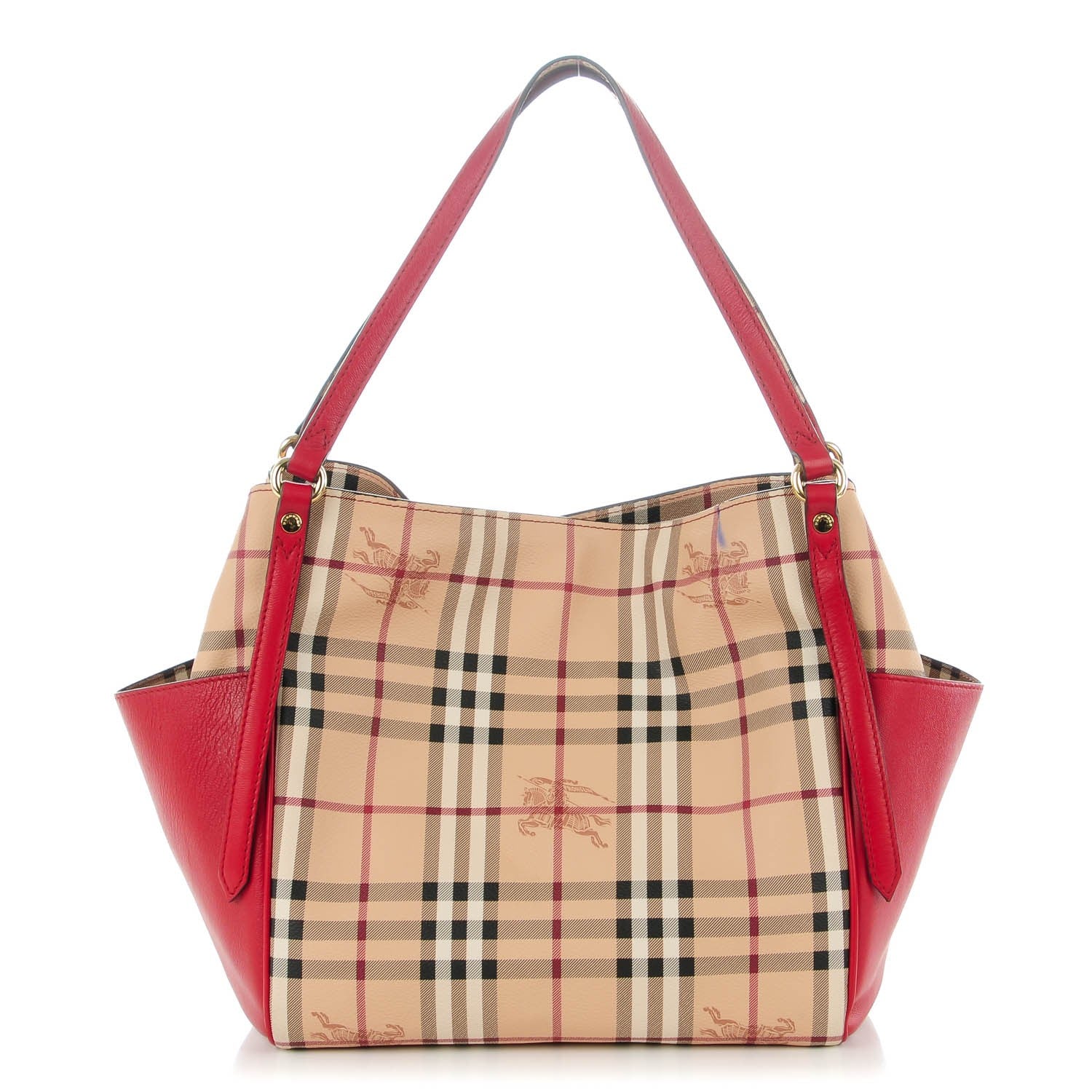 Burberry Haymarket Check Small Canterbury Tote Military Red 1 of 11