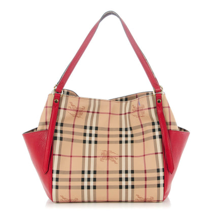 Burberry Haymarket Check Small Canterbury Tote Military Red 1 of 11