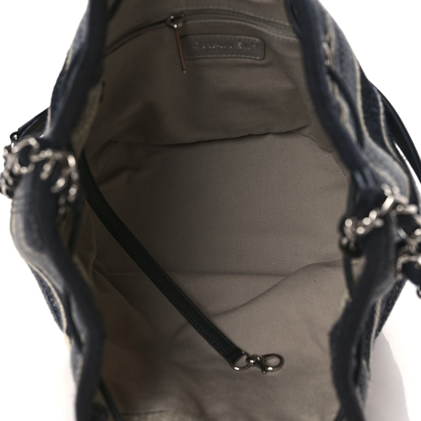 Striped Canvas Deauville Drawstring Bag Grey Black