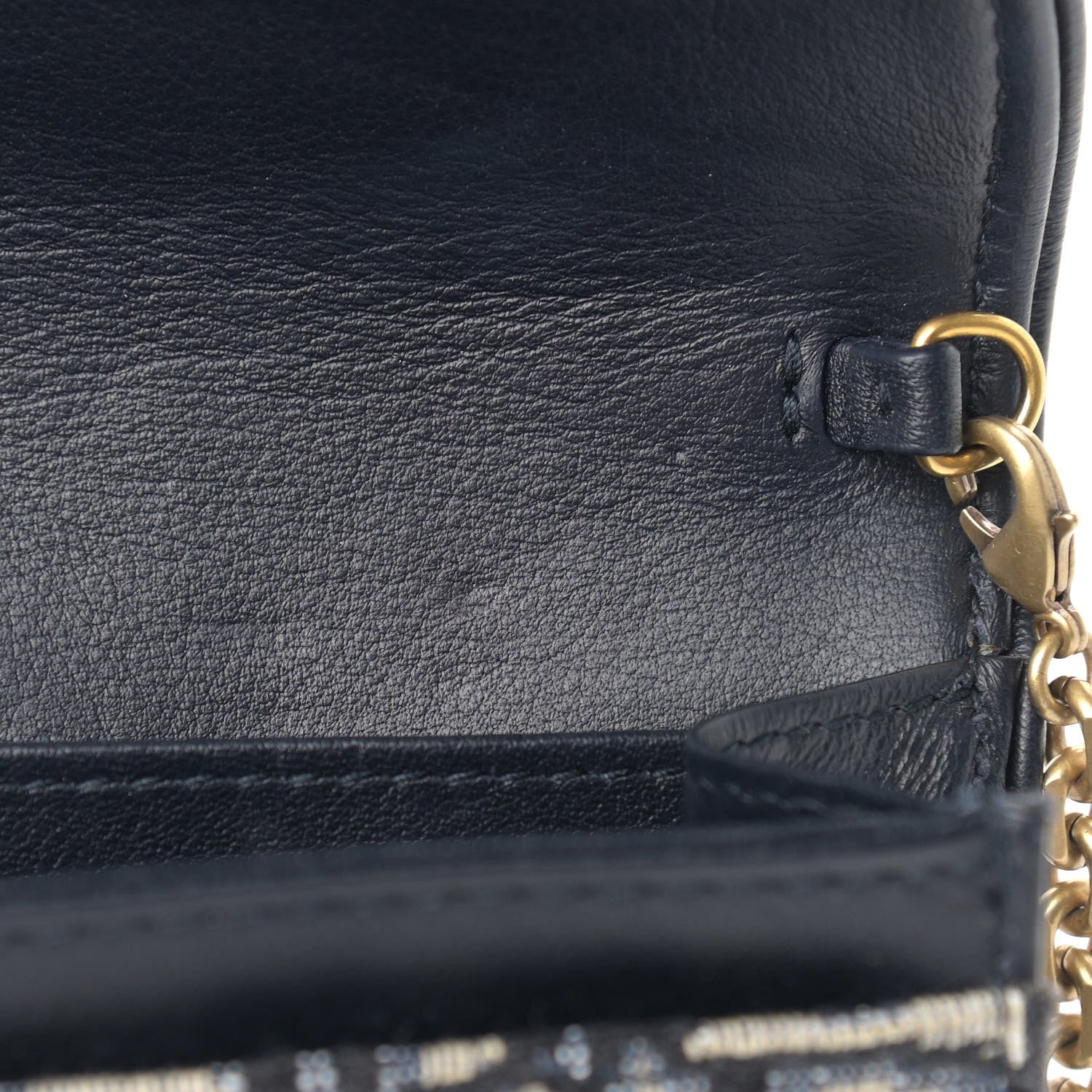 Christian Dior Oblique Saddle Chain Long Wallet Blue 13 of 14