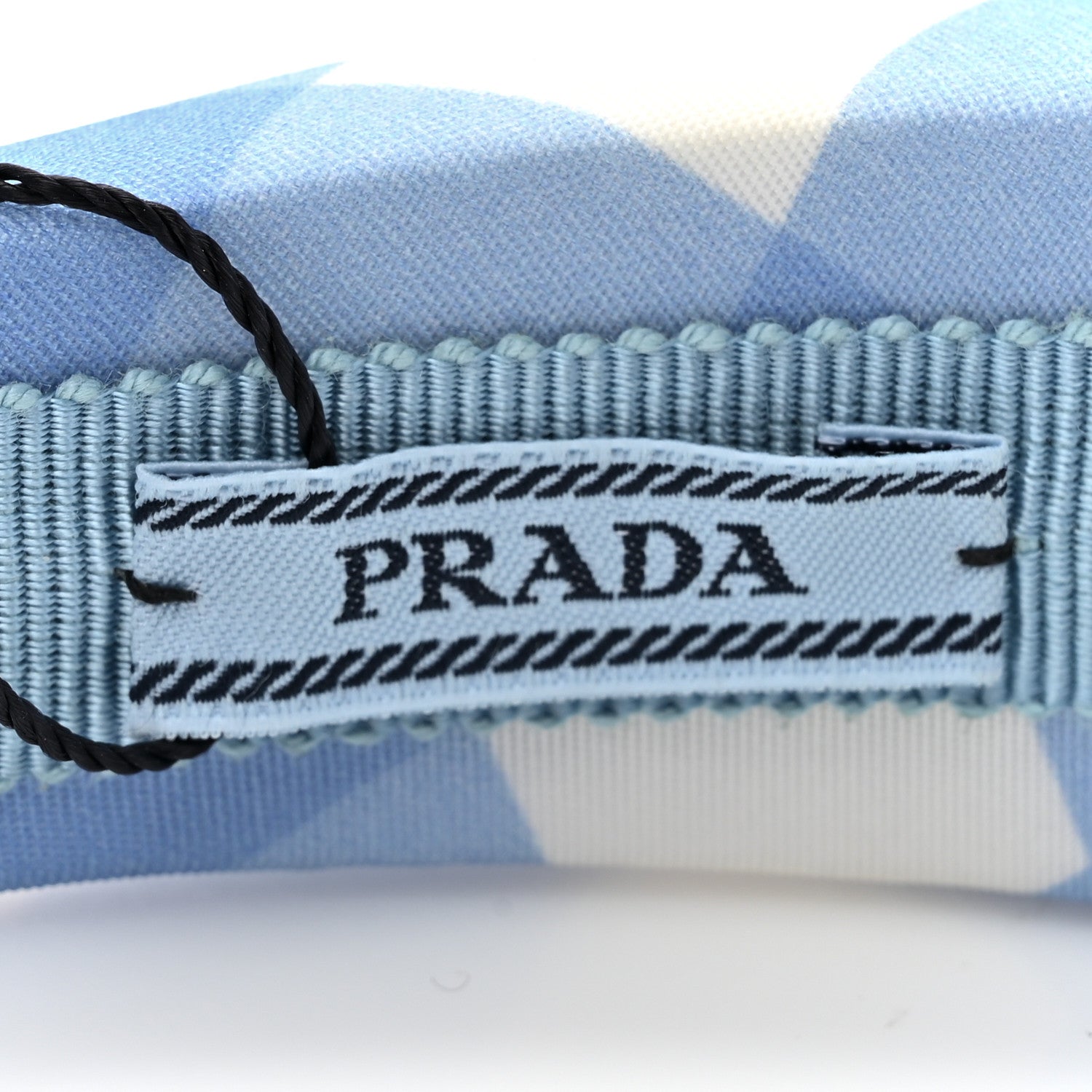 Prada Re-Nylon Gingham Check Printed Triangle Logo Headband Light Blue 5 of 6