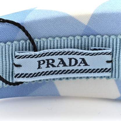Prada Re-Nylon Gingham Check Printed Triangle Logo Headband Light Blue 5 of 6