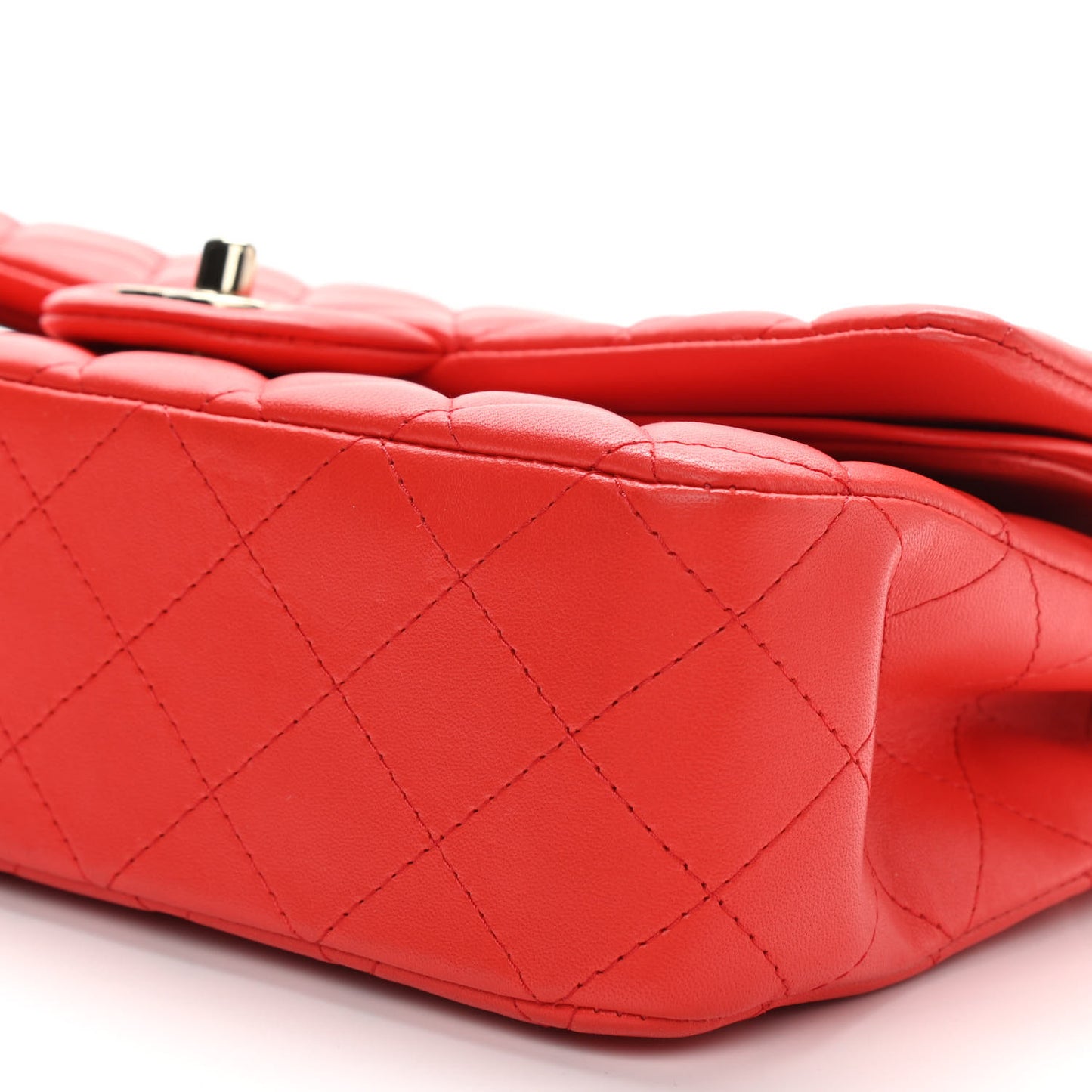 Lambskin Quilted Medium Double Flap Red