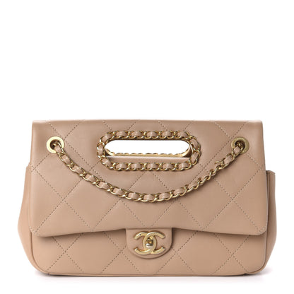 Chanel Lambskin A Real Catch Flap Bag Beige 1 of 11