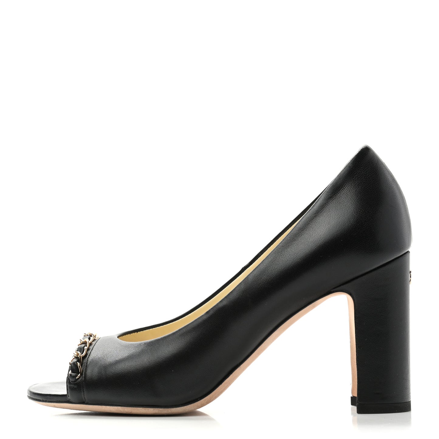 Lambskin Peep Toe CC Pumps 37 Black