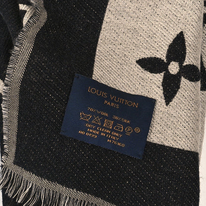 Louis Vuitton Silk Wool Monogram Miss LV Stole Black 3 of 3