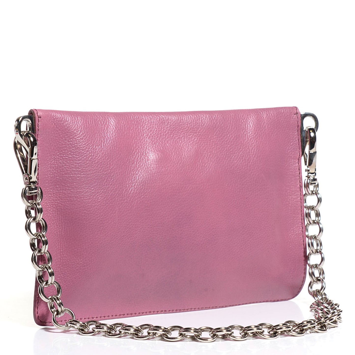 Glace Calf Detachable Chain Clutch Pink