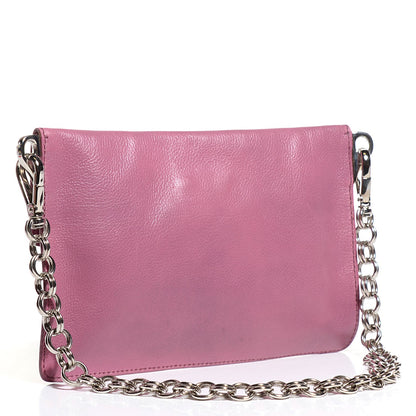Prada Glace Calf Detachable Chain Clutch Pink 3 of 9