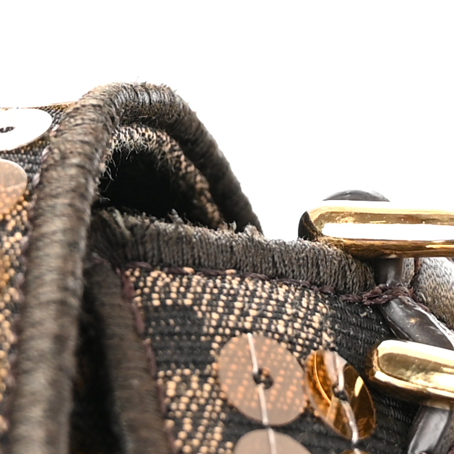 Fabric Jacquard Paillettes Vitello Seta FF 1974 Baguette Testa di Moro Real Ebano