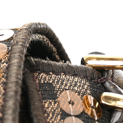 Fendi Fabric Jacquard Paillettes Vitello Seta FF 1974 Baguette Testa di Moro Real Ebano 11 of 12