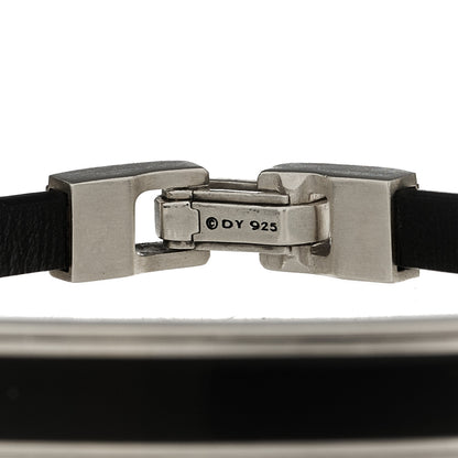David Yurman Sterling Silver Leather Black Onyx Deco Bar Station Bracelet 2 of 3