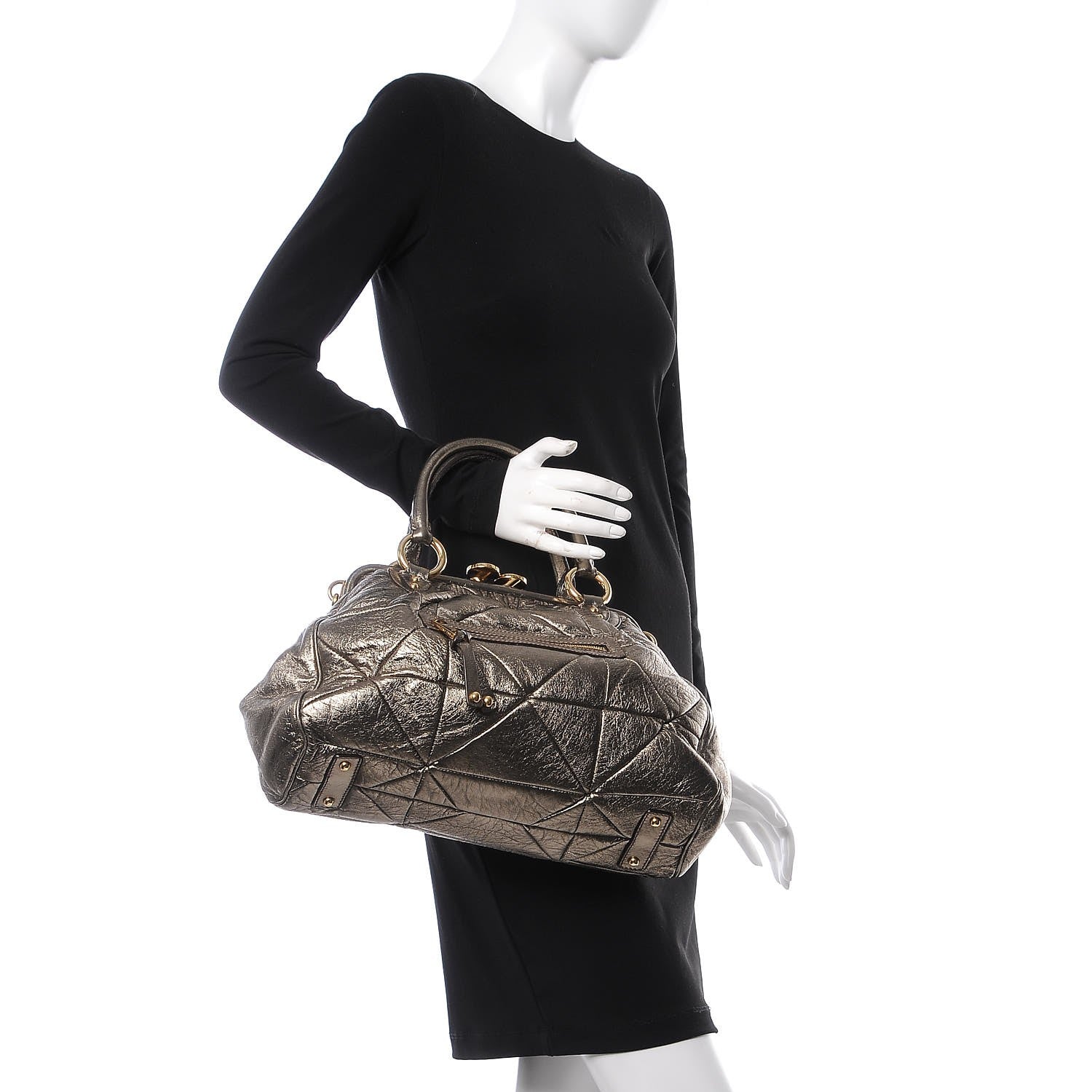 Marc Jacobs Metallic Calfskin Patchwork Stam Bronze 2 of 11