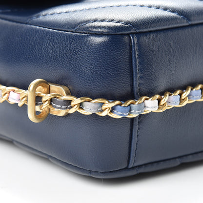 Chanel Lambskin Chevron Quilted Mini Chain Around Rectangular Flap Blue 9 of 10