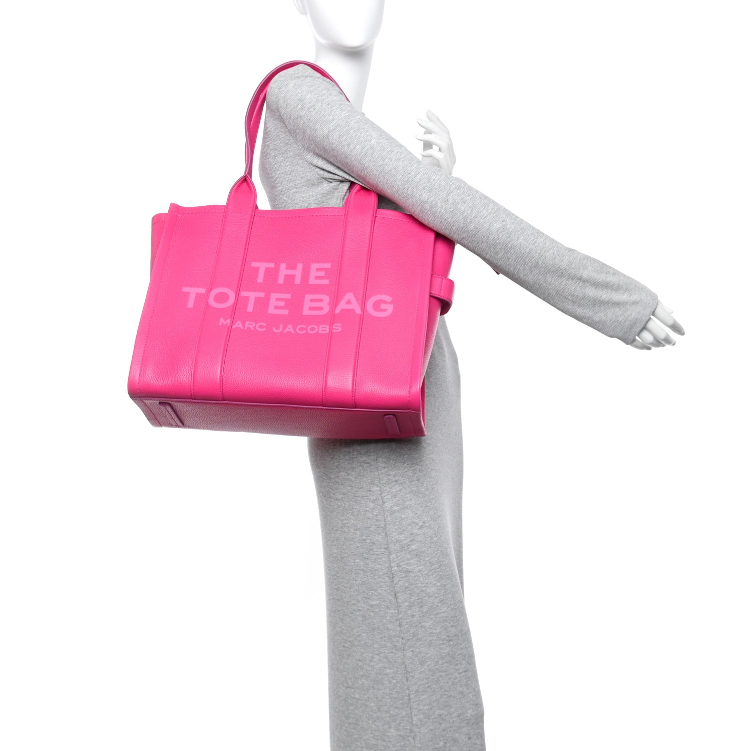 Marc Jacobs Grained Calfskin Large The Tote Bag Hot Pink 2 of 13
